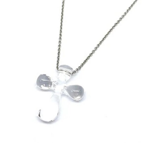 Tiffany & Co. Crystal Cross Necklace 16" Platinum PT950 Auth D-t1014 - Picture 3 of 5